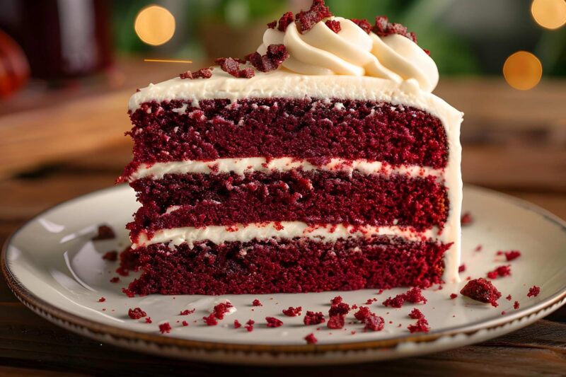 slice of red velvet cake